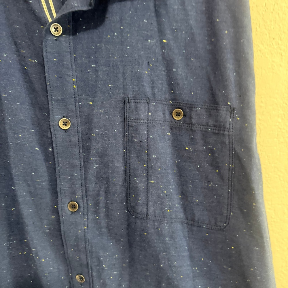 Tommy Bahama Men XL Blue Speckled Neps Long Sleeve Button Down Shirt Marlin Logo - Picture 6 of 14